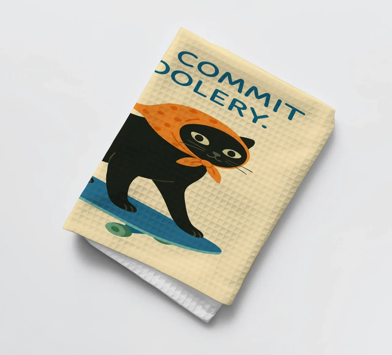 off to commit tomfoolery tea towel by kroocoot