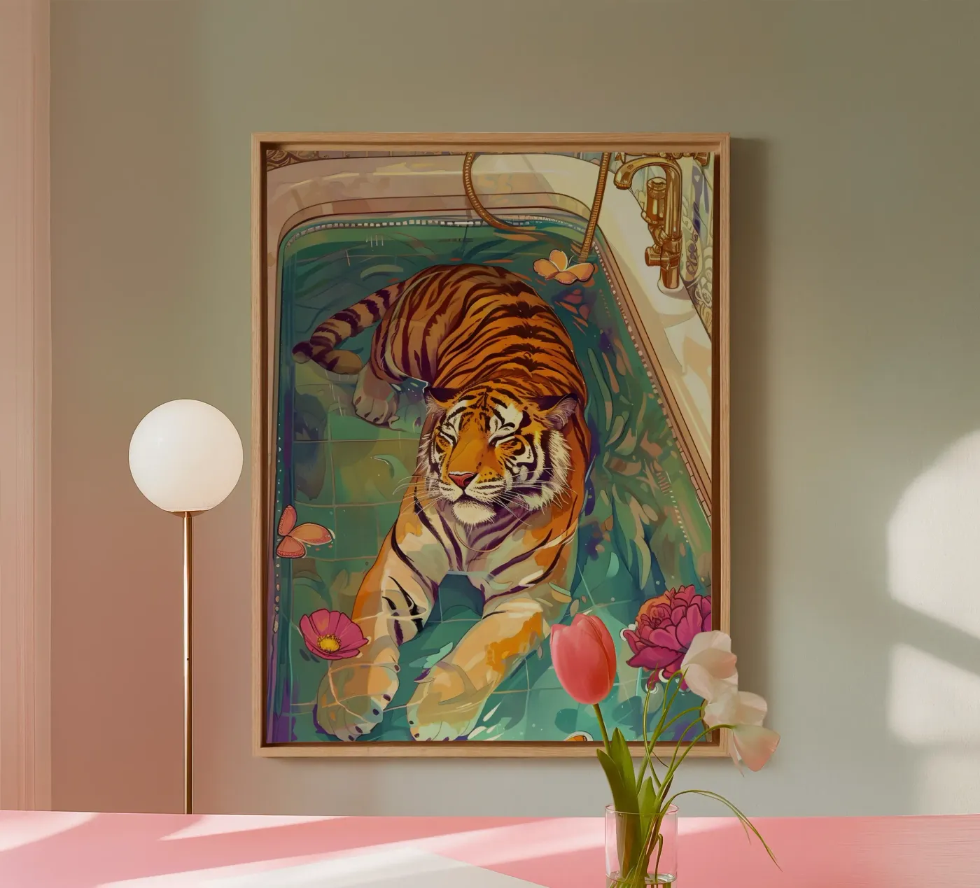 Dreamy Tiger Bath Time Poster canvas van The Look