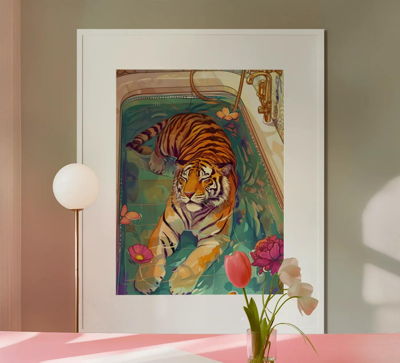 Dreamy Tiger Bath Time Poster poster da The Look
