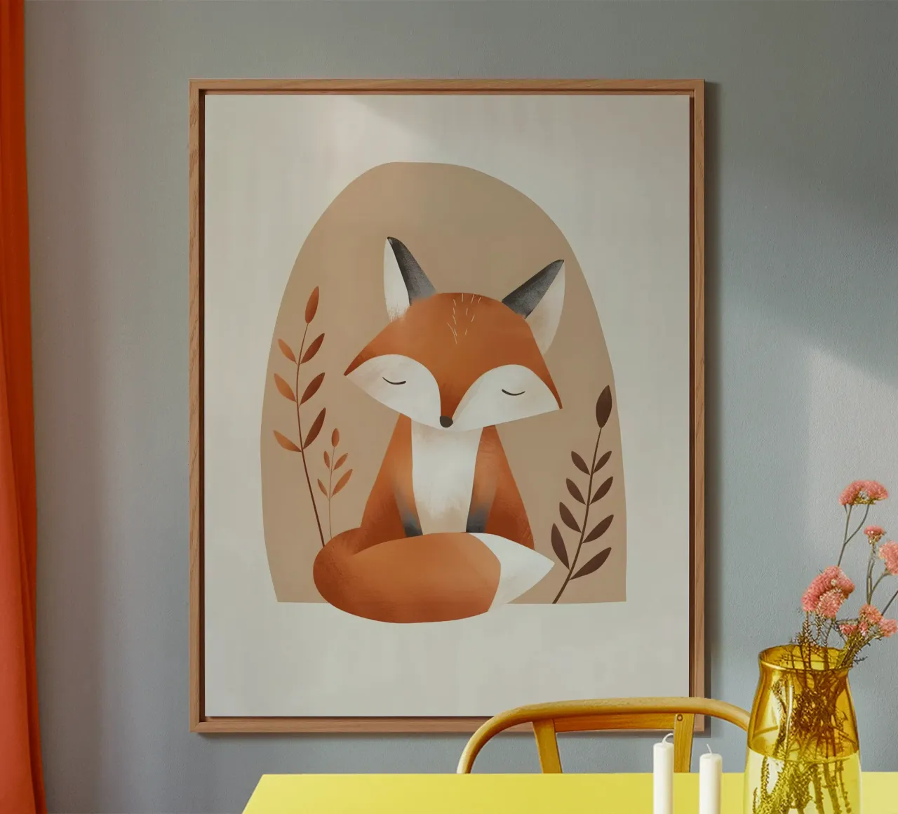 Arte per la camera dei bambini Fuchs - Moderna e minimale alluminio dibond da Nursery Art Studio