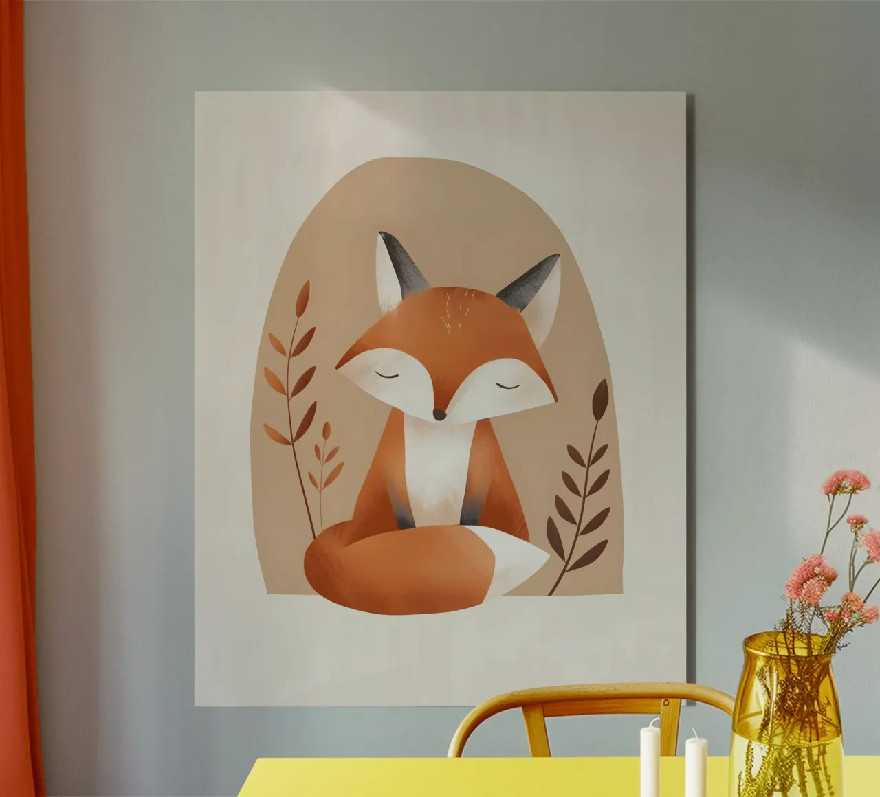 Arte per la camera dei bambini Fuchs - Moderna e minimale alluminio dibond da Nursery Art Studio