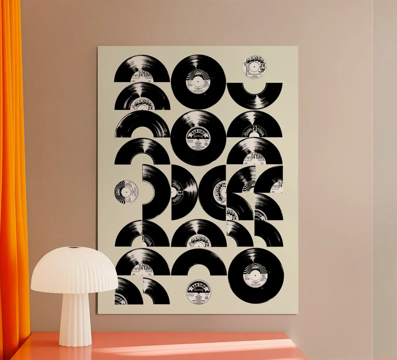 Mid century vinyls poster with plastic frame by Dikhotomy