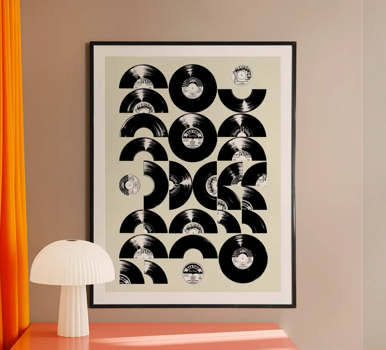 Mid century vinyls poster with plastic frame by Dikhotomy