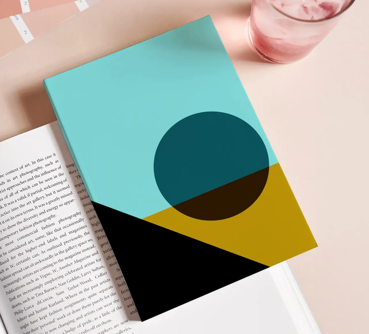 Abstract Bauhaus colour surface poster with circle and diagonal notebook by Casa Vibes