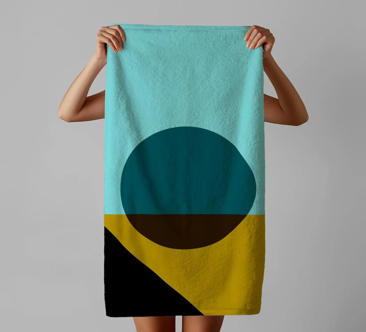 Abstract Bauhaus colour surface poster with circle and diagonal towel by Casa Vibes