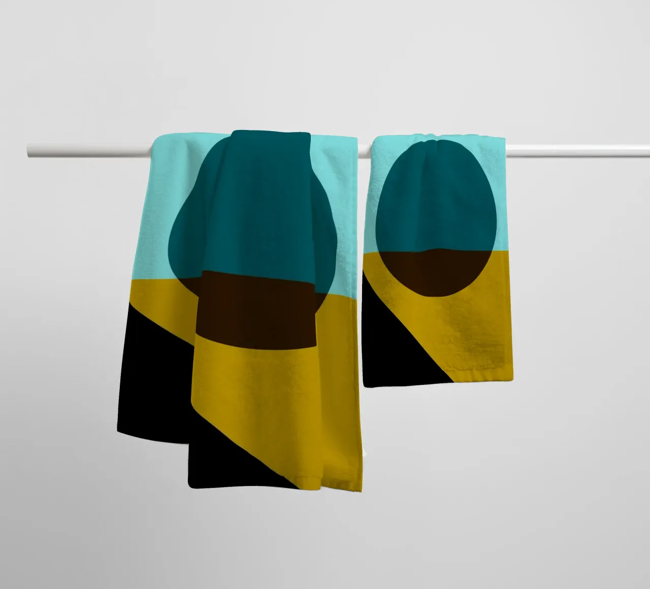 Abstract Bauhaus colour surface poster with circle and diagonal towel by Casa Vibes