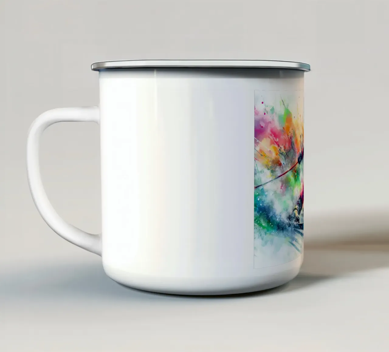 Sciatore acquerellato tazza in smalto da SportBrush Studio