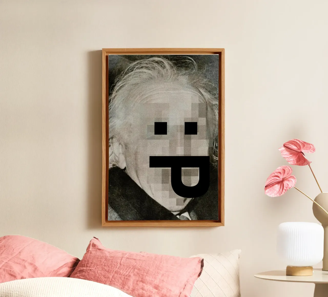 Retro Pop Emoticons Albert tela con Cornice a cassetta da Butcher Billy