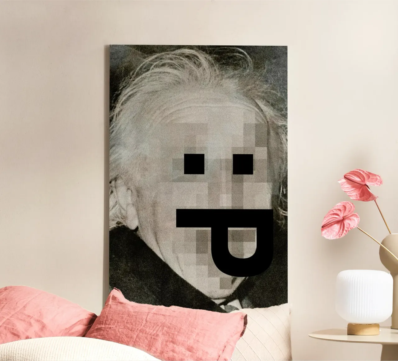 Retro Pop Emoticons Albert tela con Cornice a cassetta da Butcher Billy