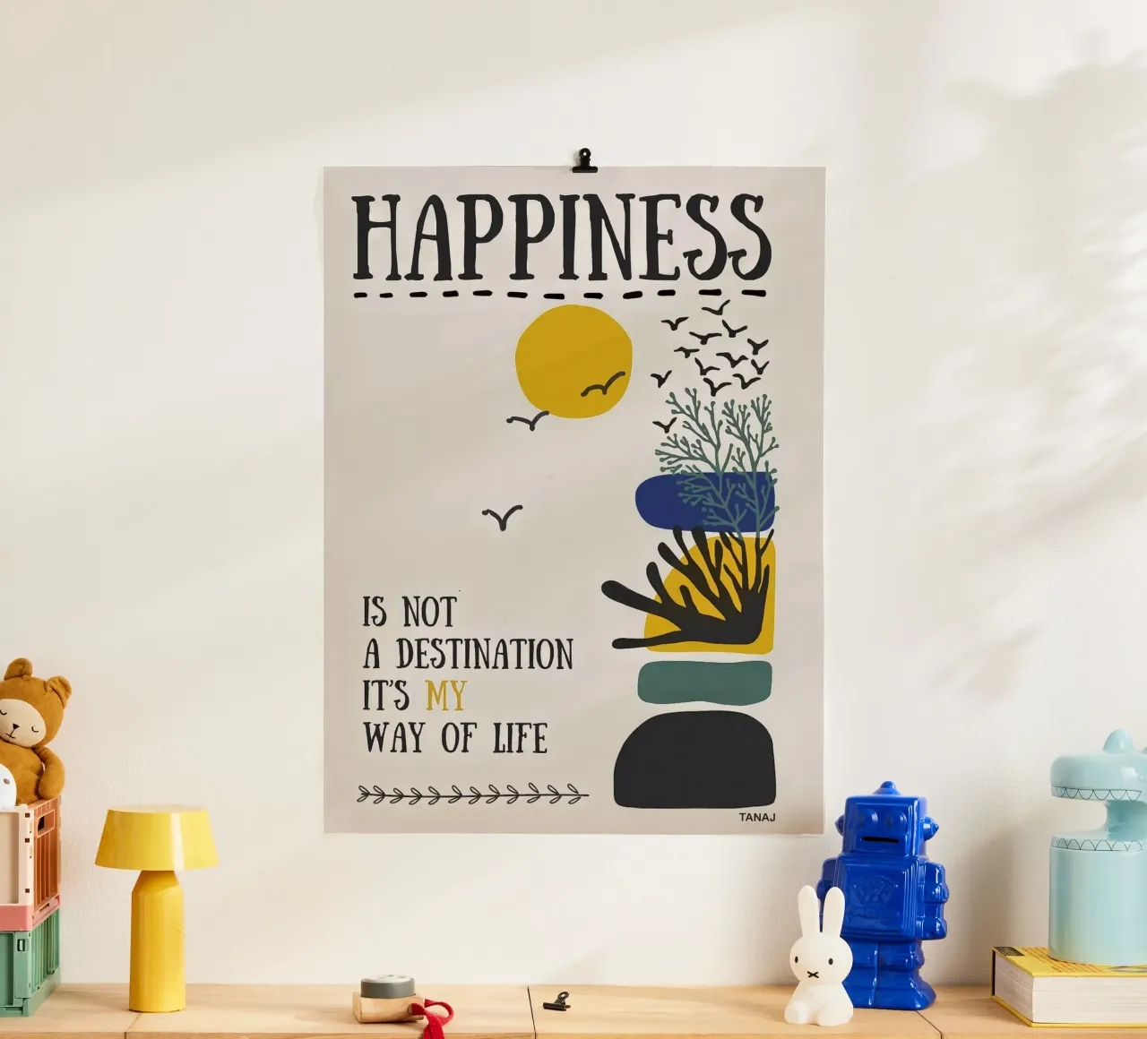 My Happiness poster with wooden frame by 20 Farben