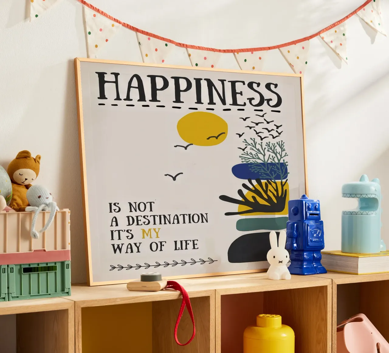 My Happiness poster with wooden frame by 20 Farben
