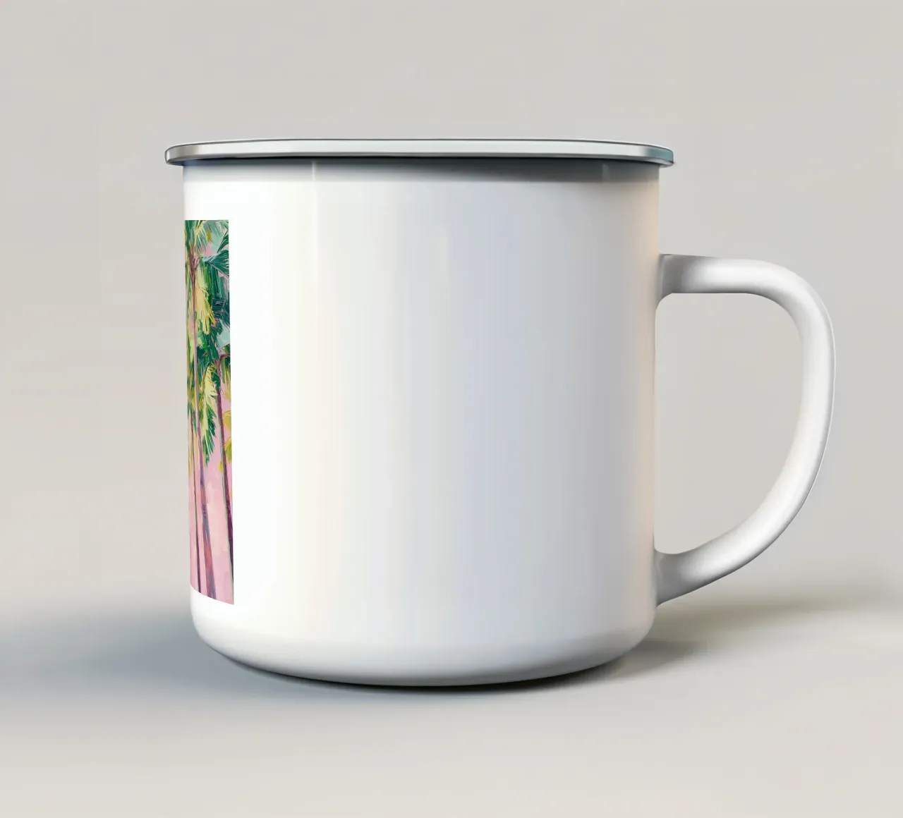 Pink Coconut Trees tazza in smalto da Samuel Leonardo