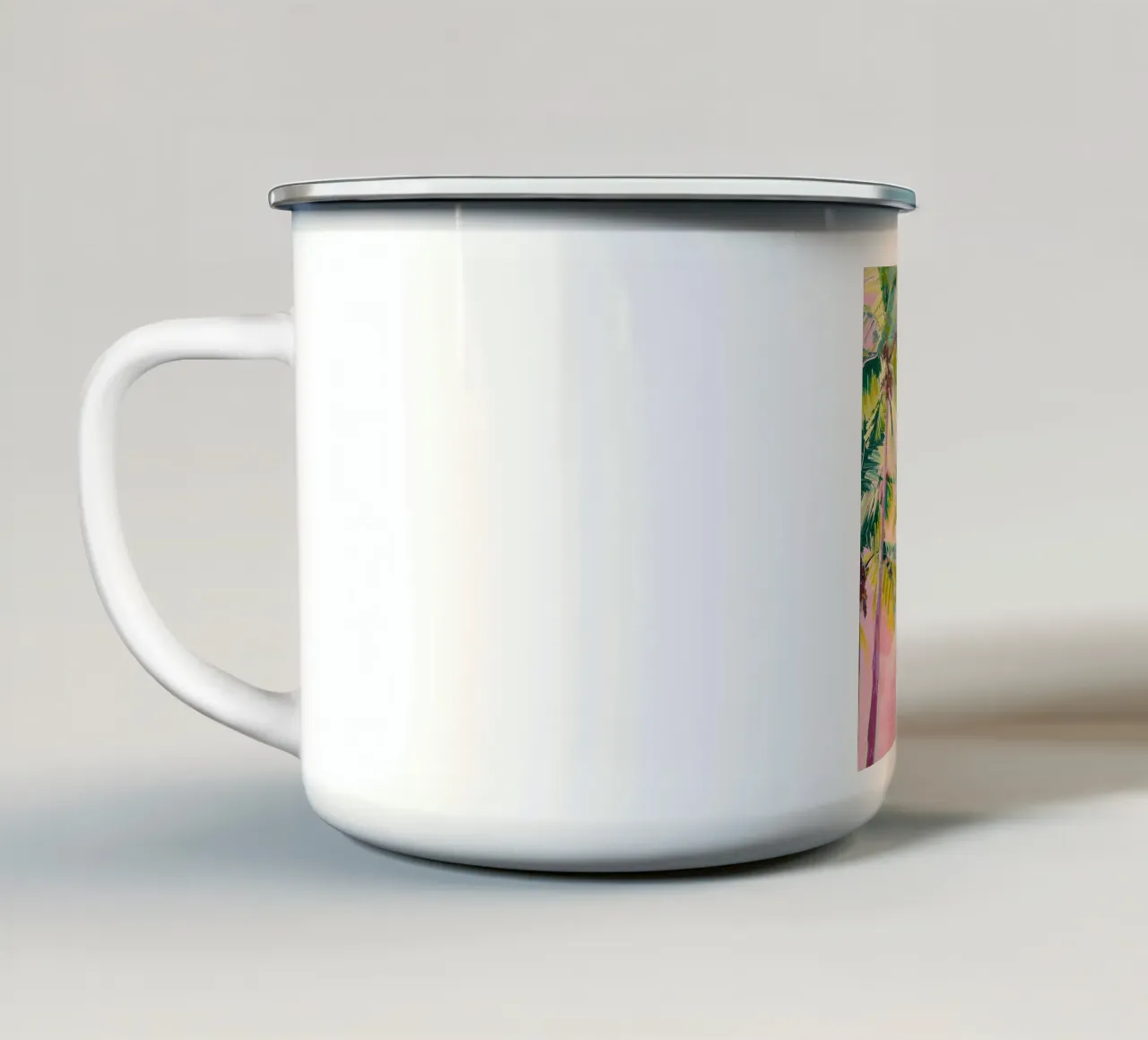 Pink Coconut Trees tazza in smalto da Samuel Leonardo