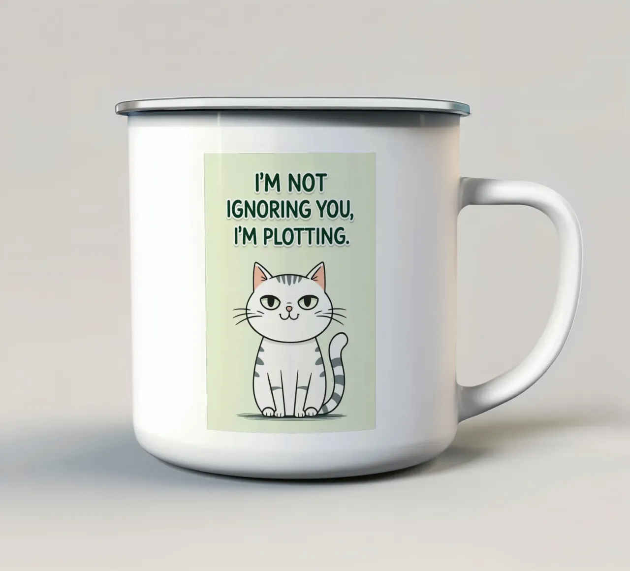 gatto non ti sto ignorando tazza in smalto da genzaa