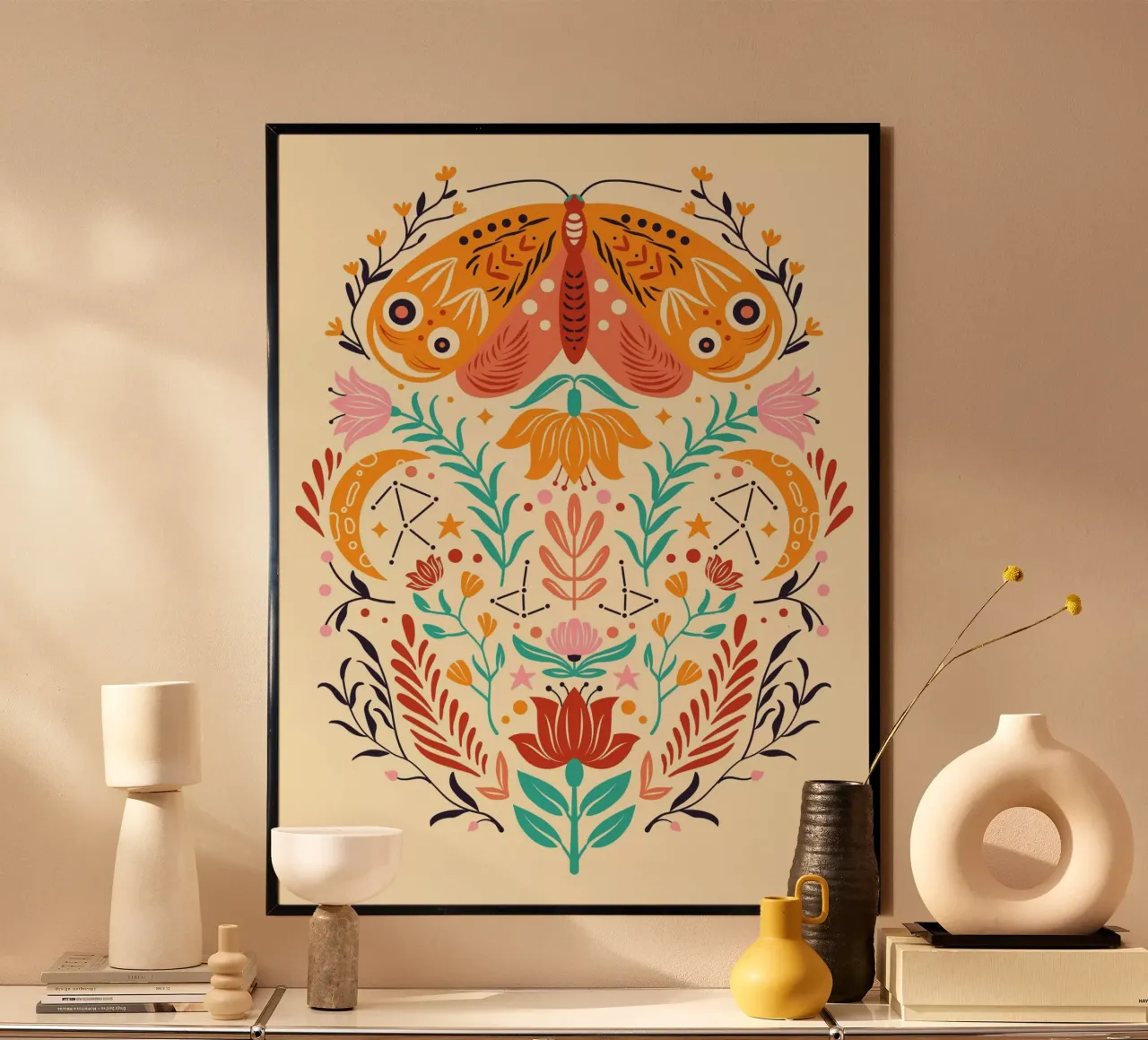 Scandinavian Folk Art poster con telaio in plastica da Artsy Bessy