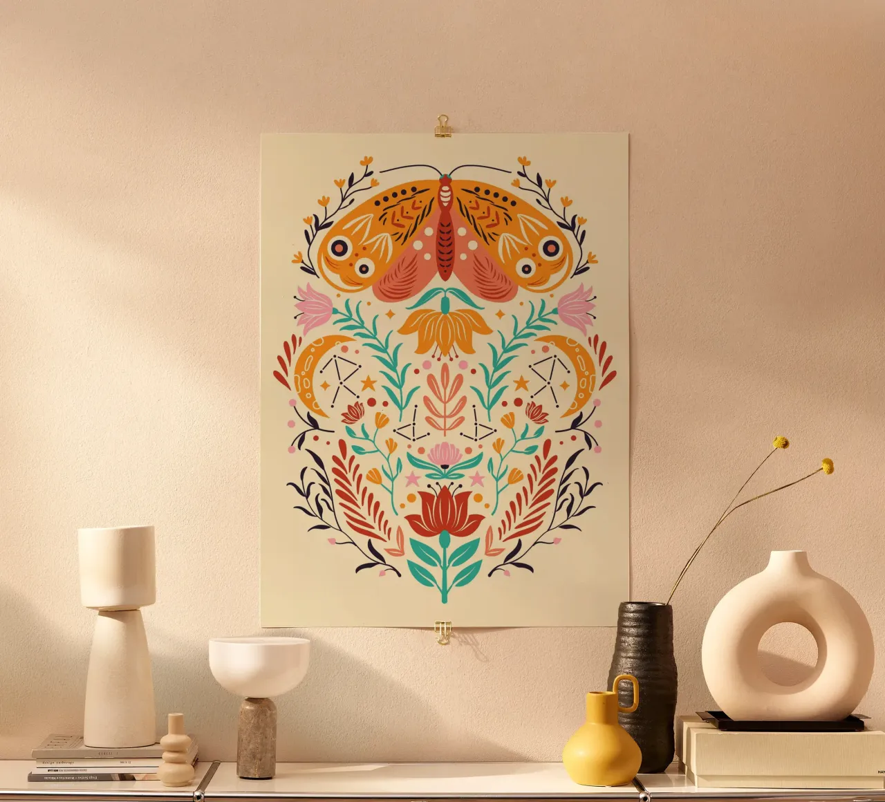 Scandinavian Folk Art poster con telaio in plastica da Artsy Bessy