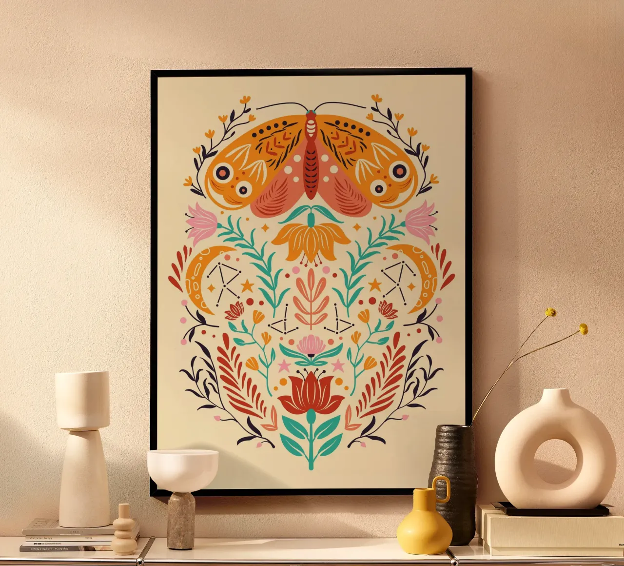 Scandinavian Folk Art poster con telaio in plastica da Artsy Bessy