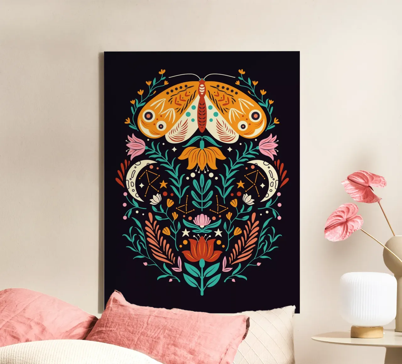 Scandinavian Folk Art canvas met Baklijst van Artsy Bessy