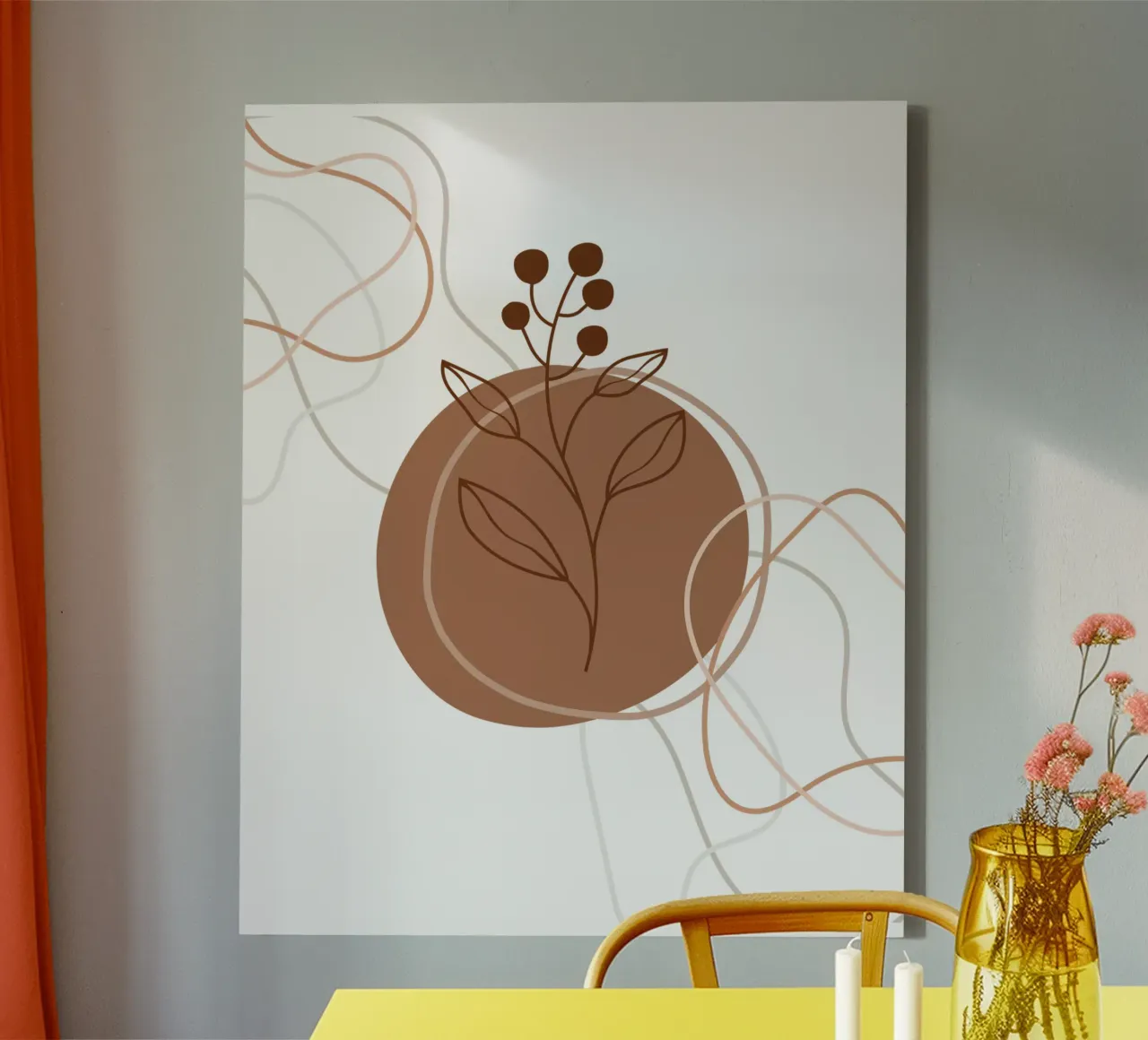 Minimalistische bloemen en bladeren canvas met Baklijst van YSV MINIMALIST
