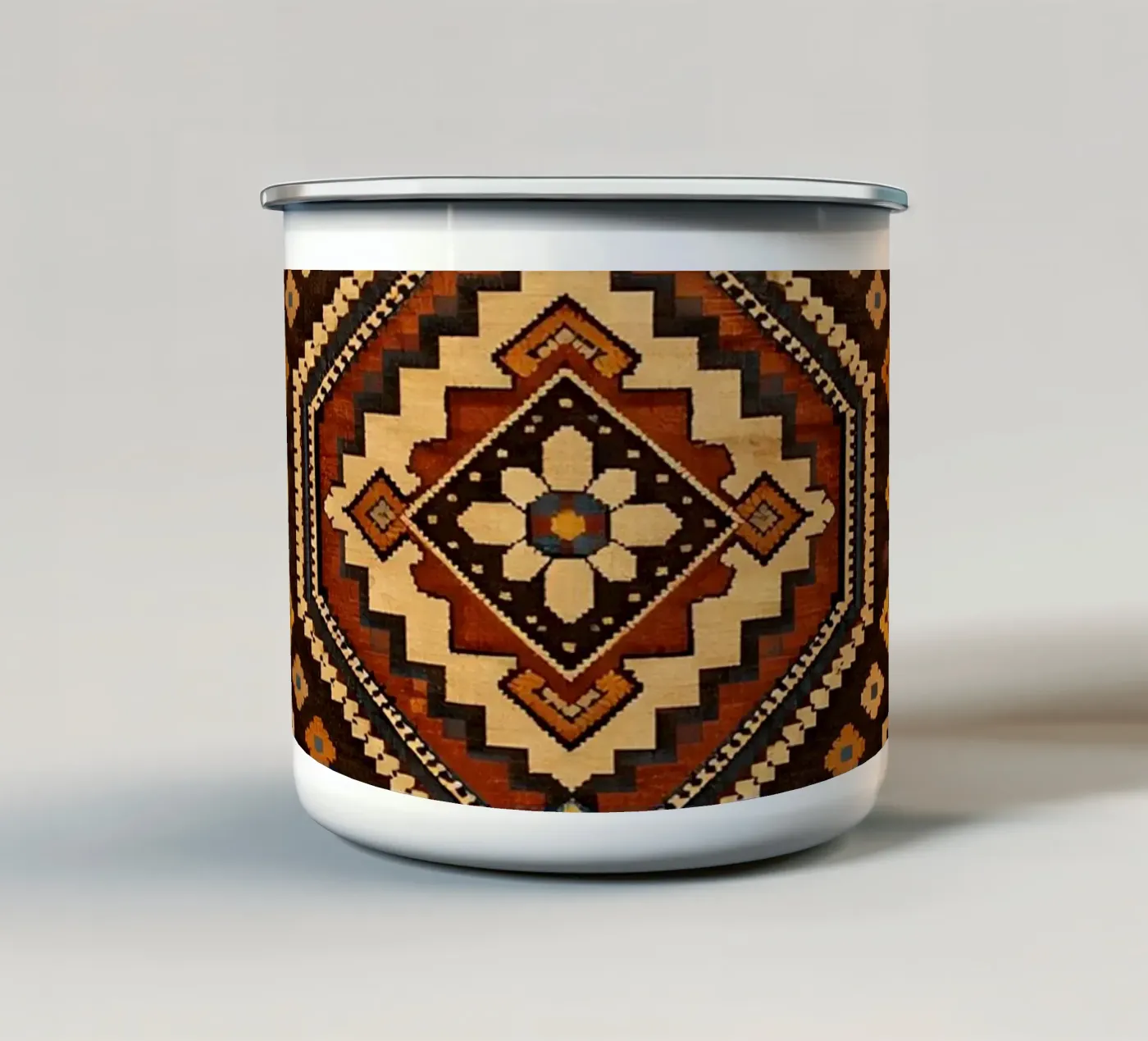 Nomadic Bloom enamel mug by Persian Pattern Haus