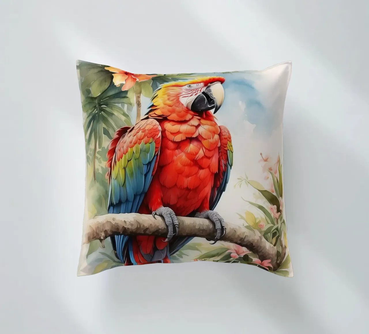 Pappagallo in acquerello cuscino da ARTVI-SHOP