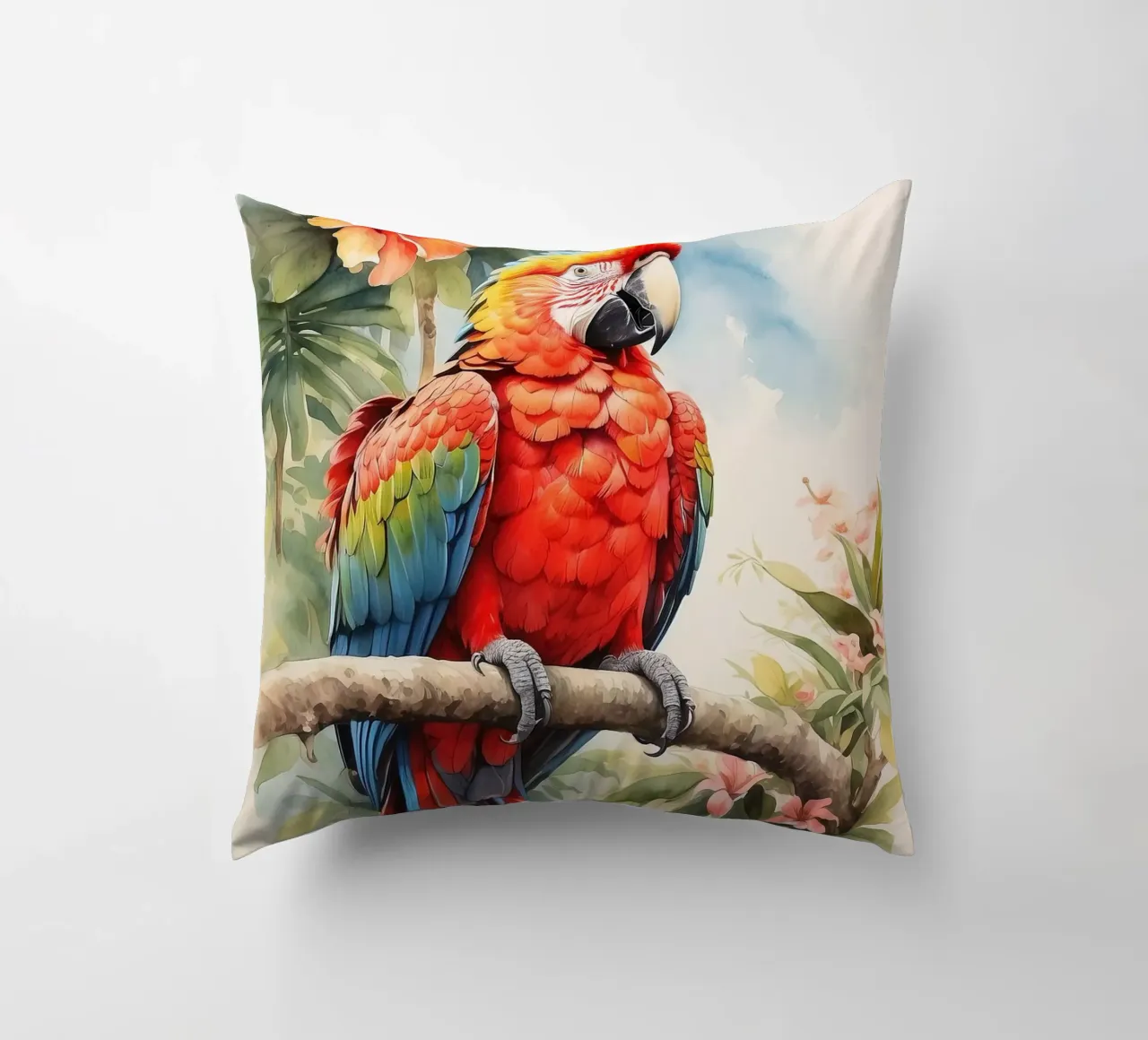 Pappagallo in acquerello cuscino da ARTVI-SHOP