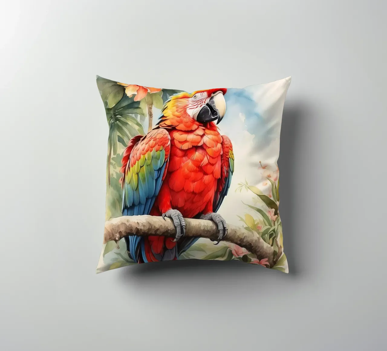 Pappagallo in acquerello cuscino da ARTVI-SHOP