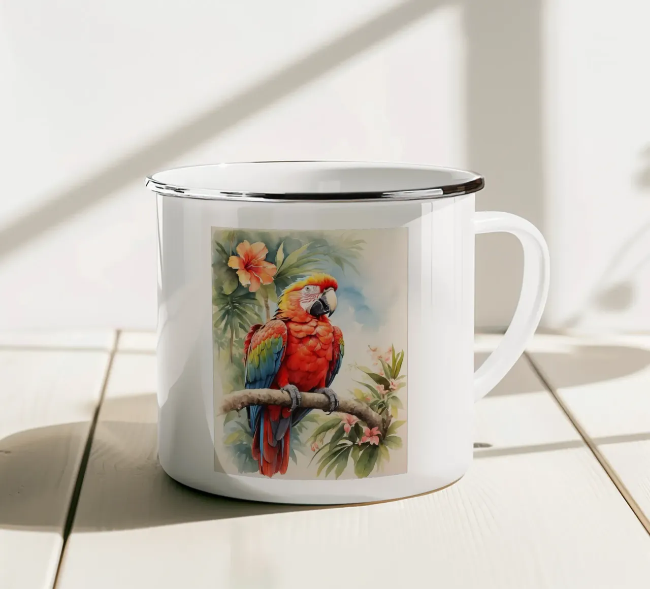 Pappagallo in acquerello tazza in smalto da ARTVI-SHOP