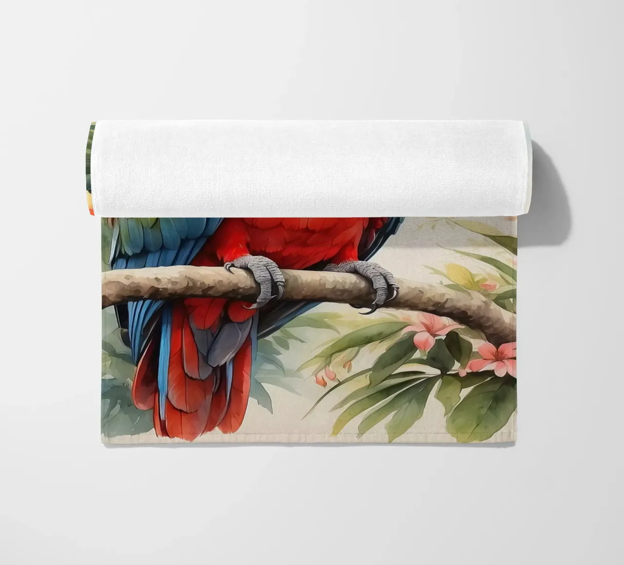 Pappagallo in acquerello telo mare da ARTVI-SHOP