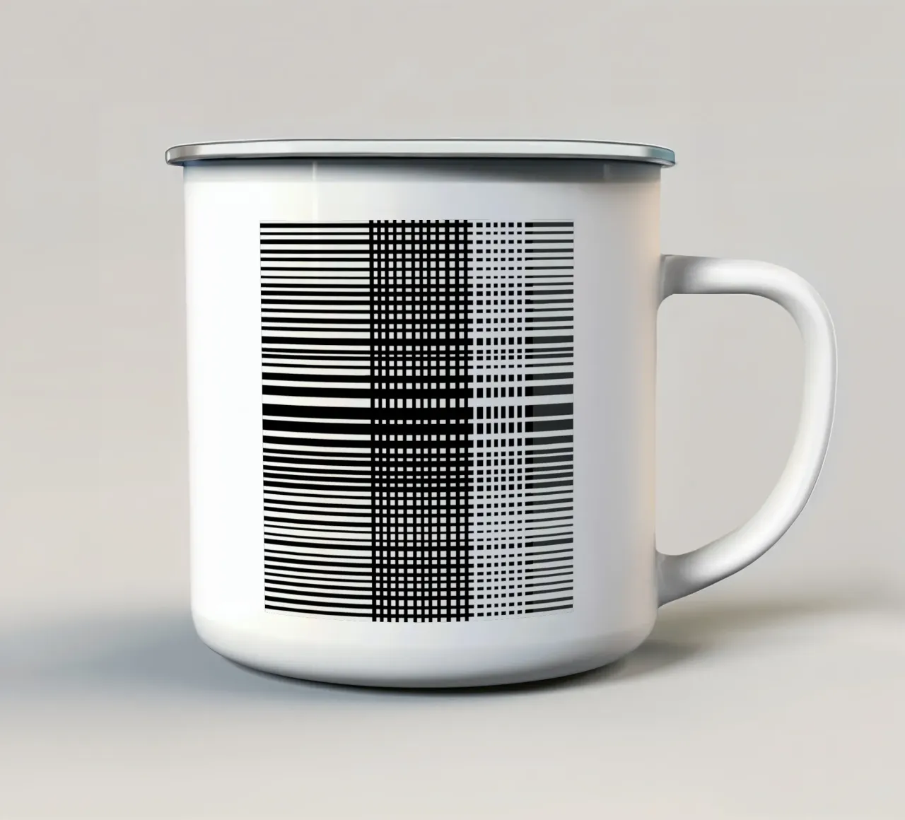 Strisce bianche e nere | Op-Art tazza in smalto da Autofocus
