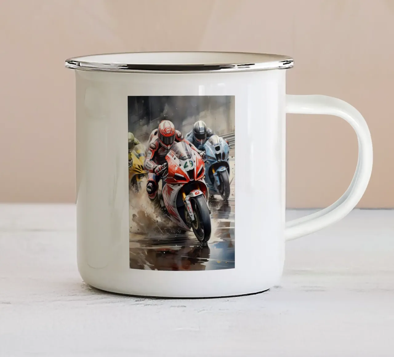 moto gp tazza in smalto da ARTVI-SHOP