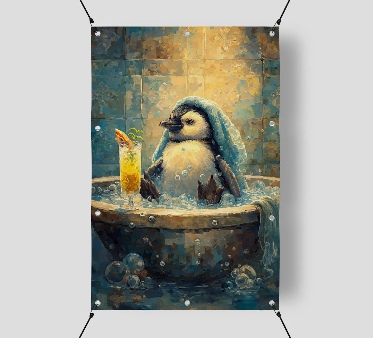 Cronache di animali domestici - Pinguino felice nella vasca ghiacciata telo in pvc da Jellennink