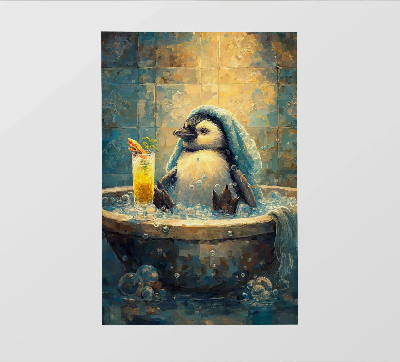 Cronache di animali domestici - Pinguino felice nella vasca ghiacciata telo in pvc da Jellennink