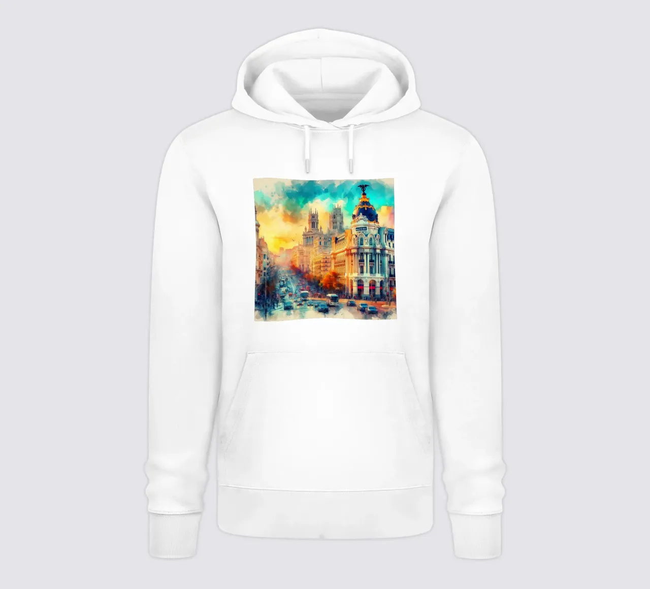 Madrid ad acquerello felpa con cappuccio da 🎁 ARTVI-SHOP