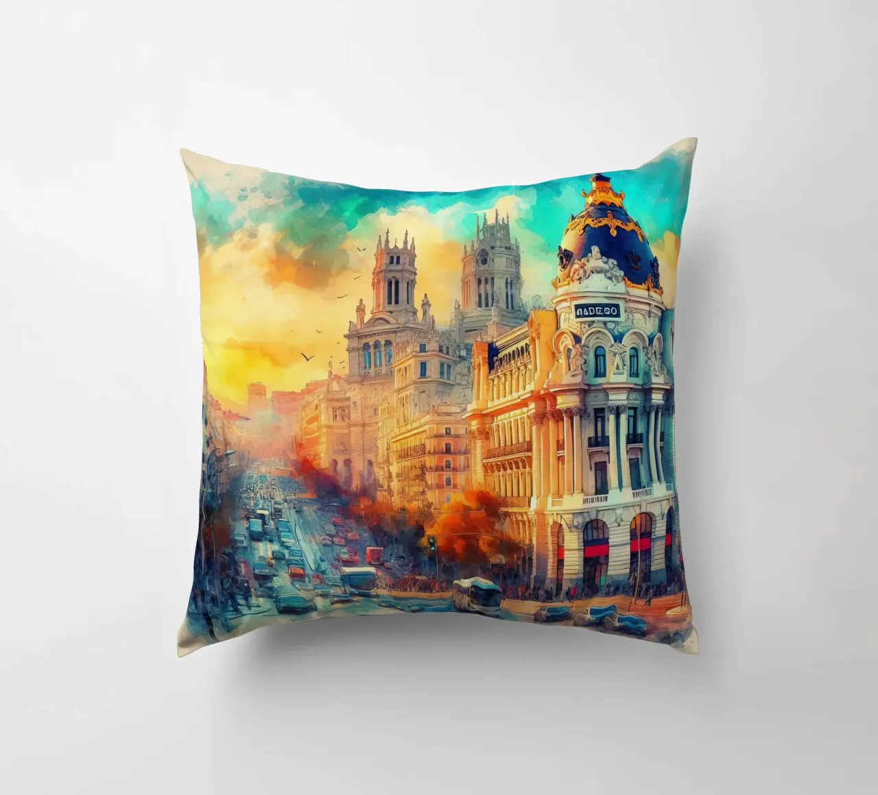 Madrid ad acquerello cuscino da 🎁 ARTVI-SHOP