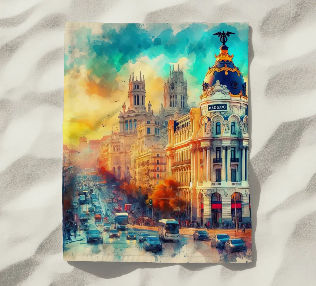 Madrid ad acquerello telo mare da 🎁 ARTVI-SHOP