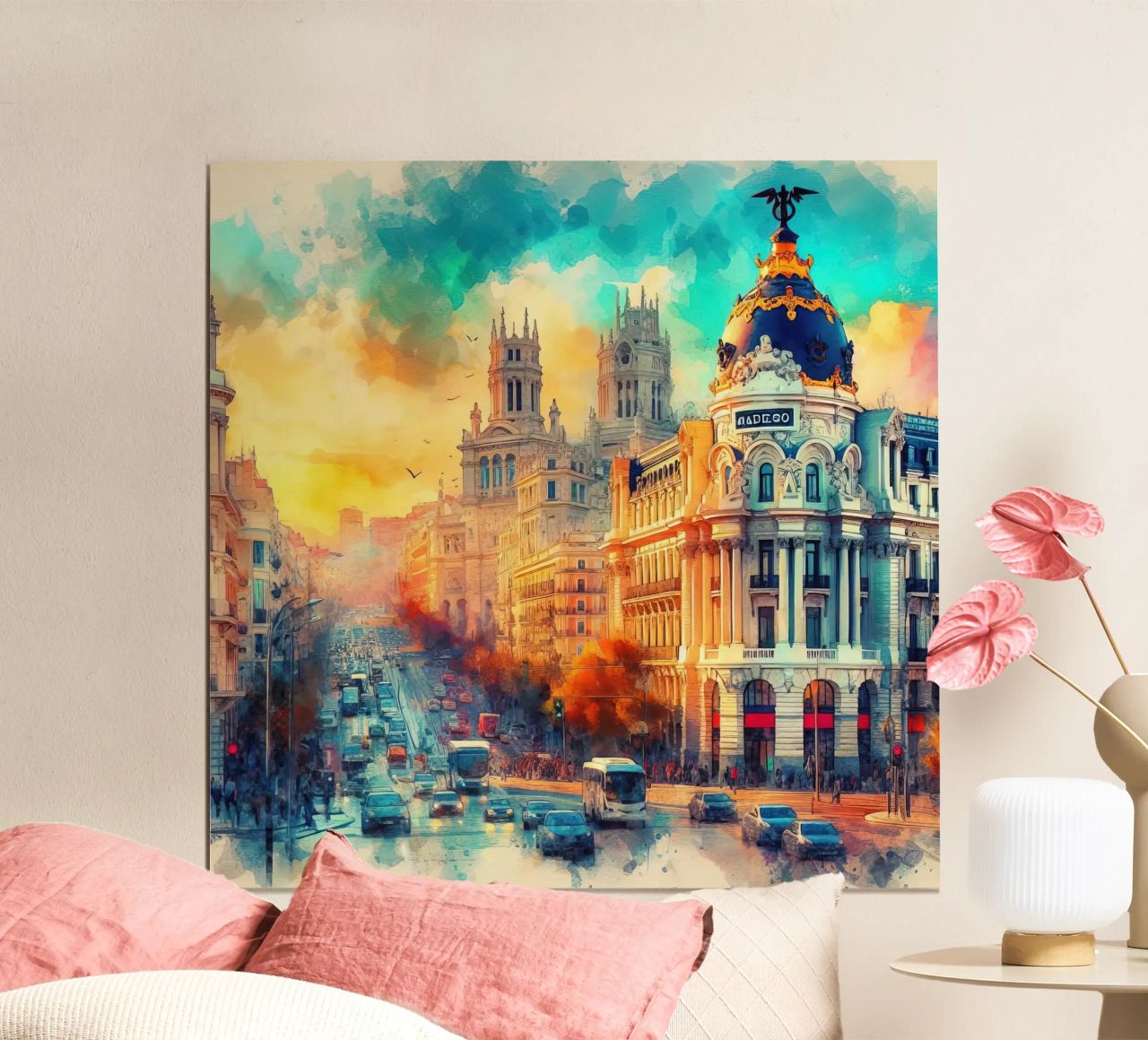 Madrid in watercolor poster by ARTVI-SHOP