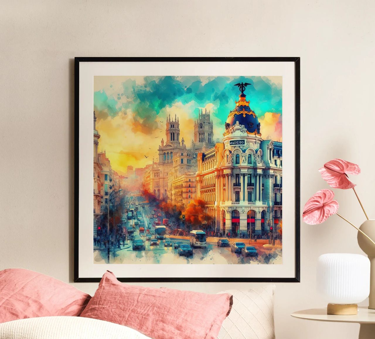 Madrid in watercolor poster by ARTVI-SHOP