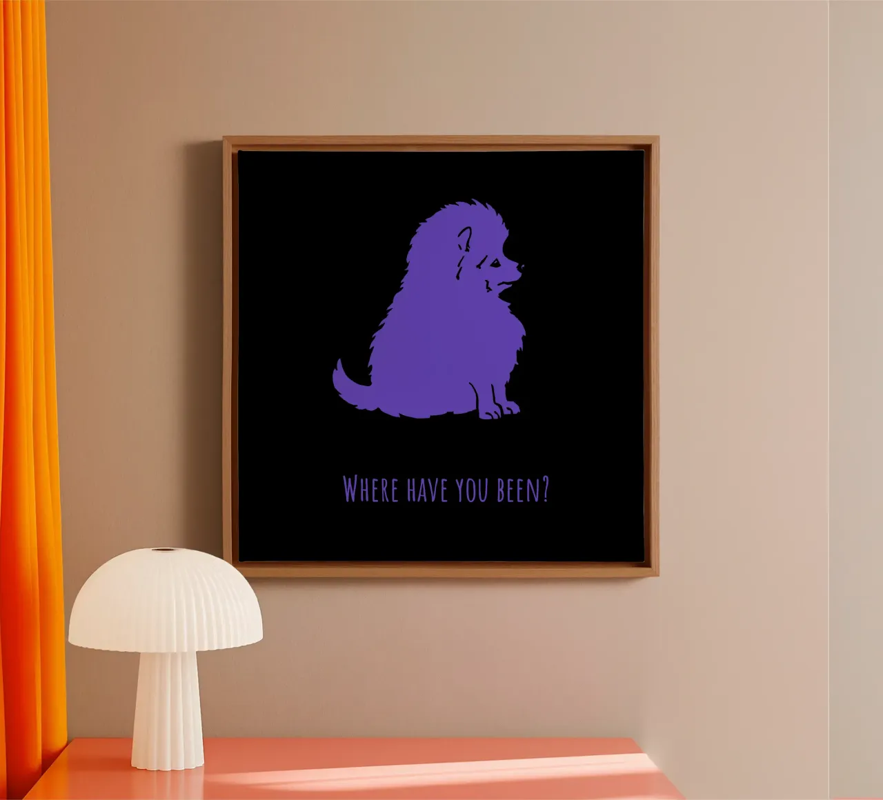 Spitz - Where have you been? canvas with Floater frame by Pop dogs