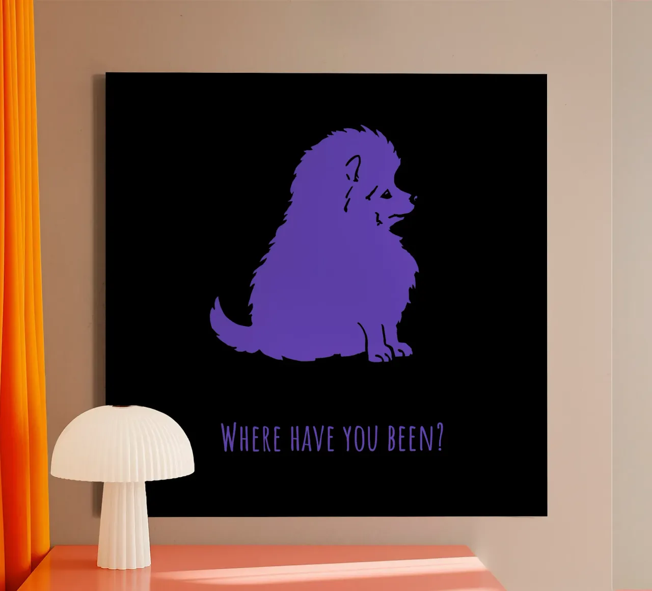 Spitz - Where have you been? canvas with Floater frame by Pop dogs