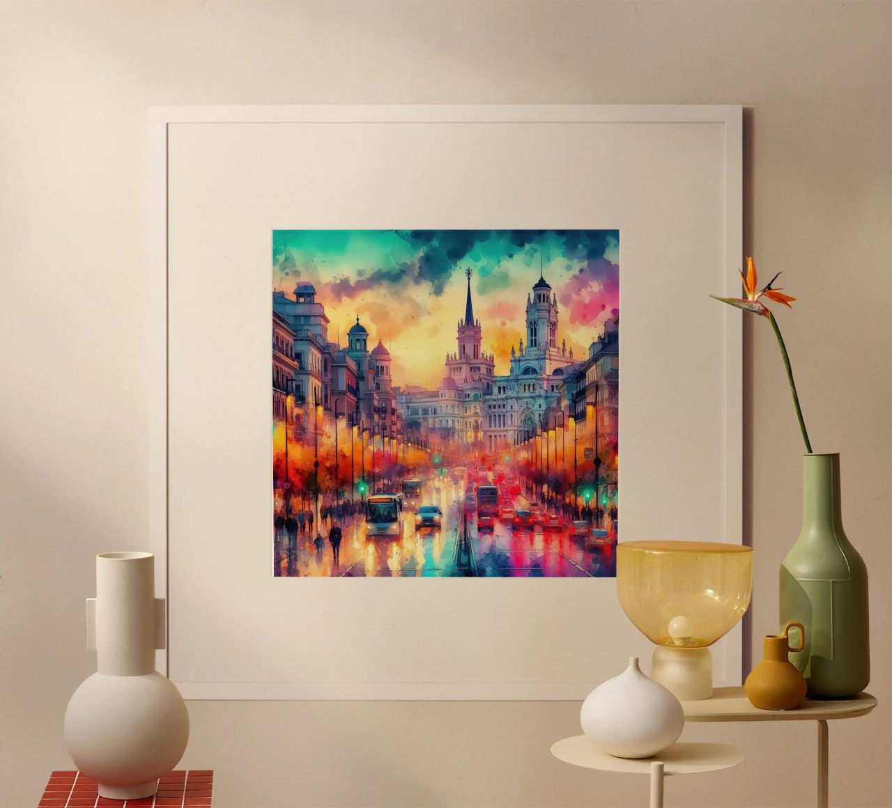 Madrid in watercolor poster by ARTVI-SHOP