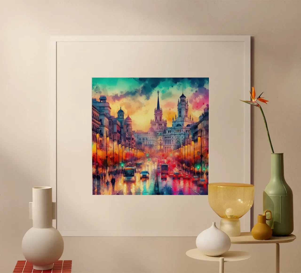 Madrid ad acquerello poster con telaio in alluminio da 🎁 ARTVI-SHOP
