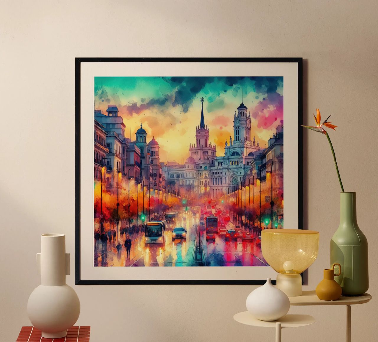 Madrid in watercolor poster by ARTVI-SHOP