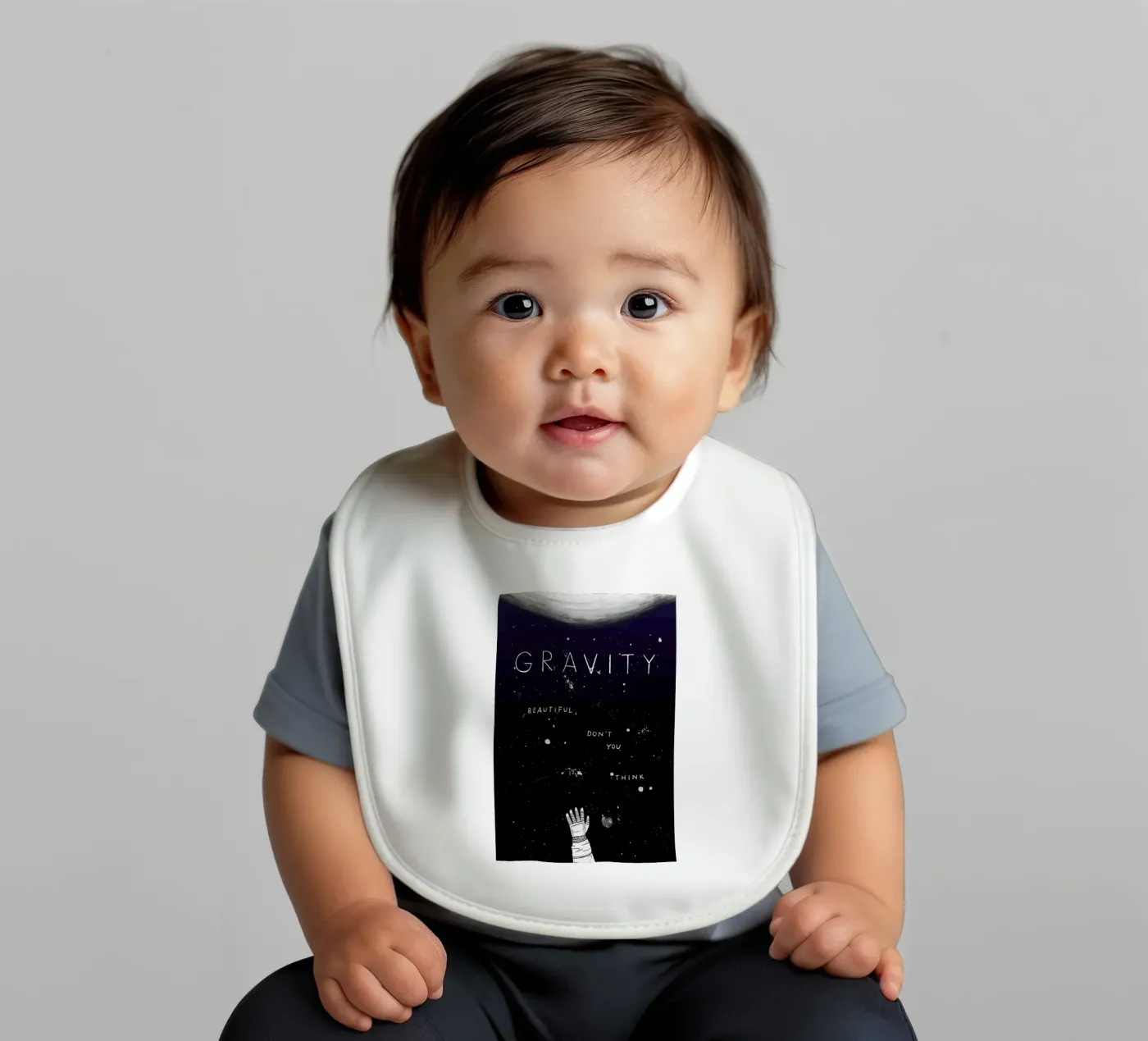 Gravity baby bib by Mary and the Locks