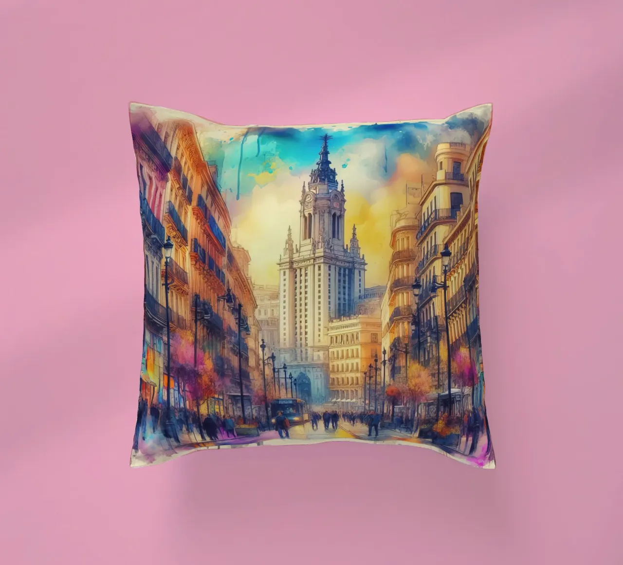 Madrid ad acquerello cuscino da 🎁 ARTVI-SHOP