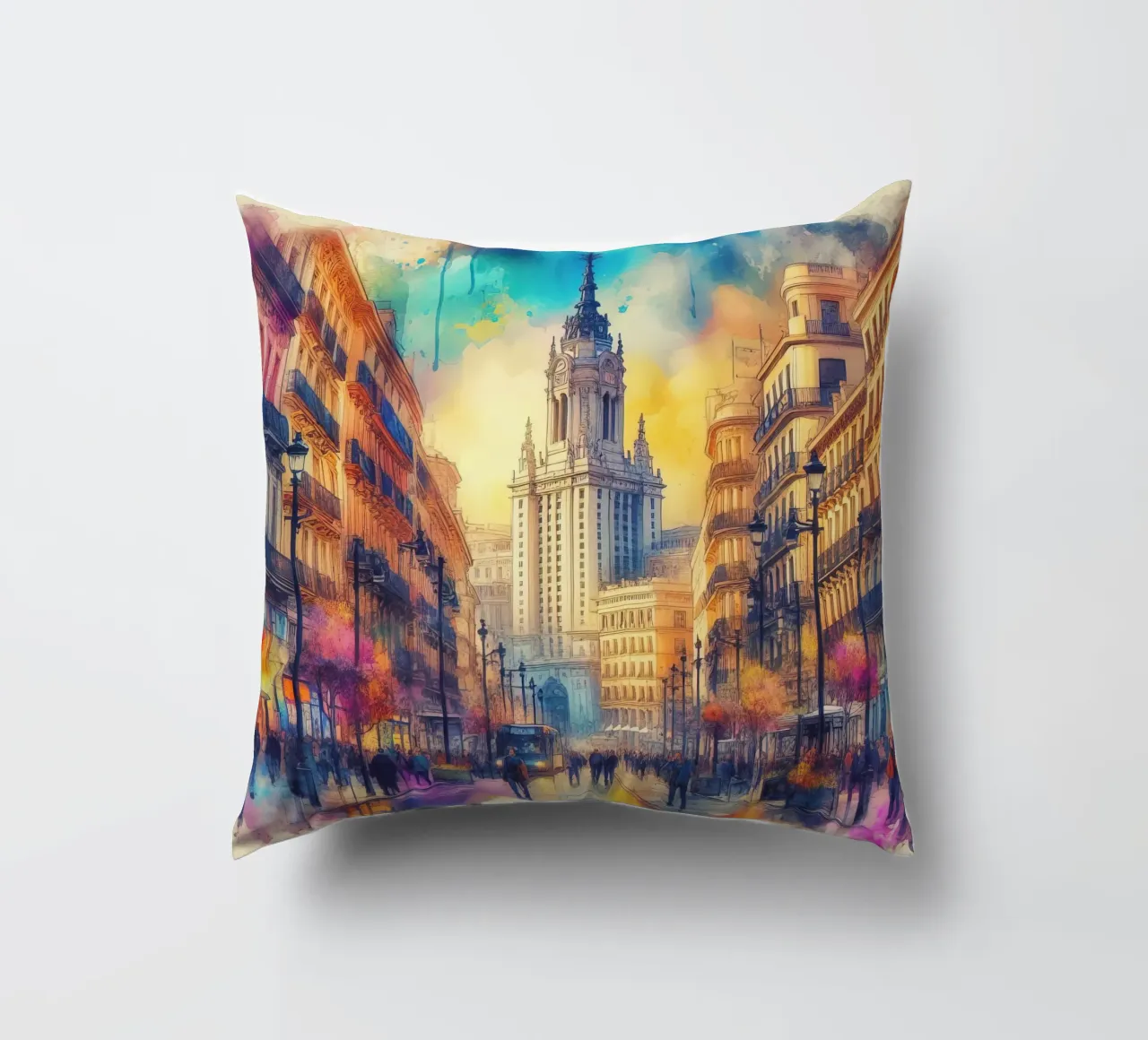 Madrid ad acquerello cuscino da 🎁 ARTVI-SHOP