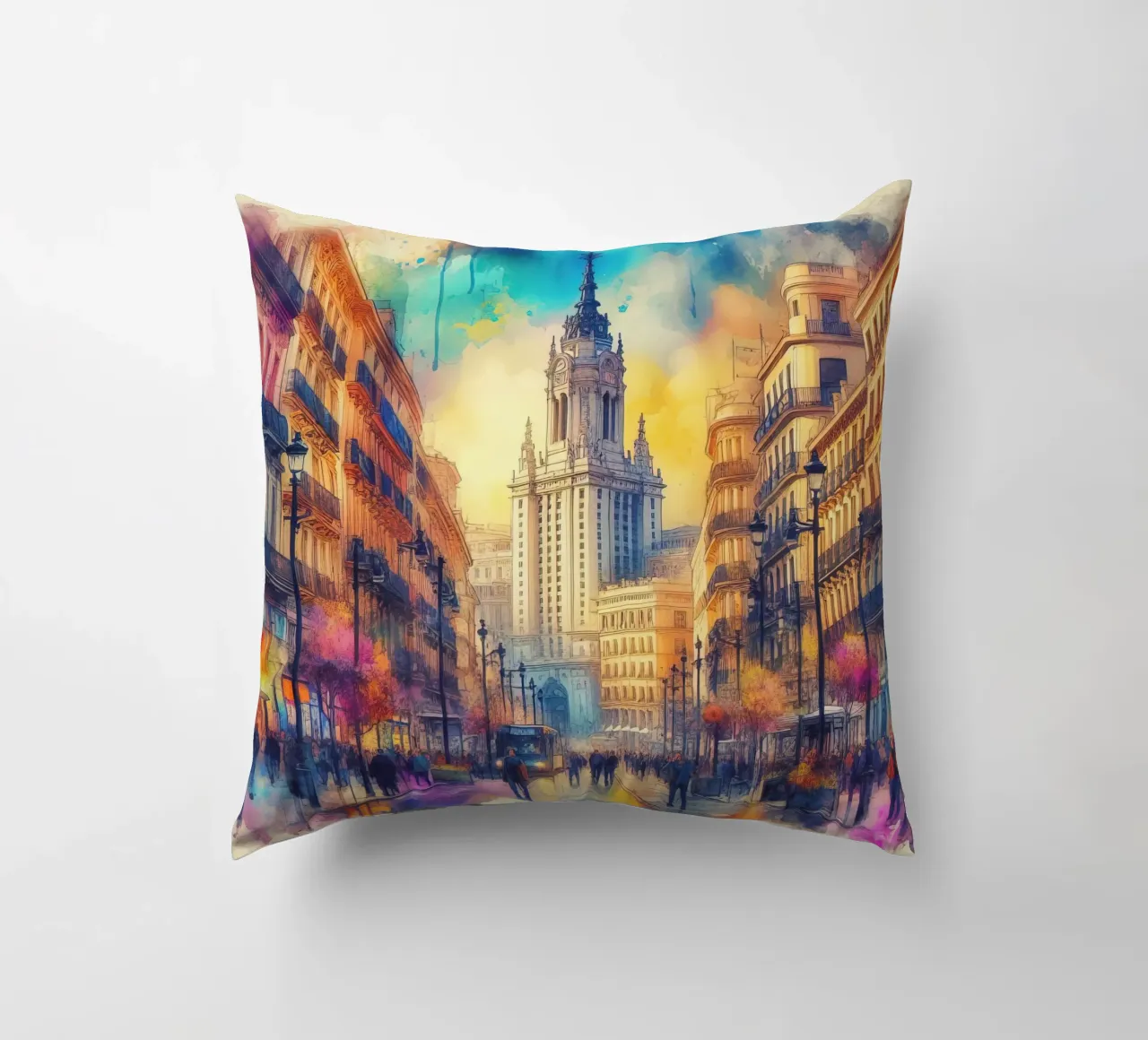 Madrid ad acquerello cuscino da 🎁 ARTVI-SHOP