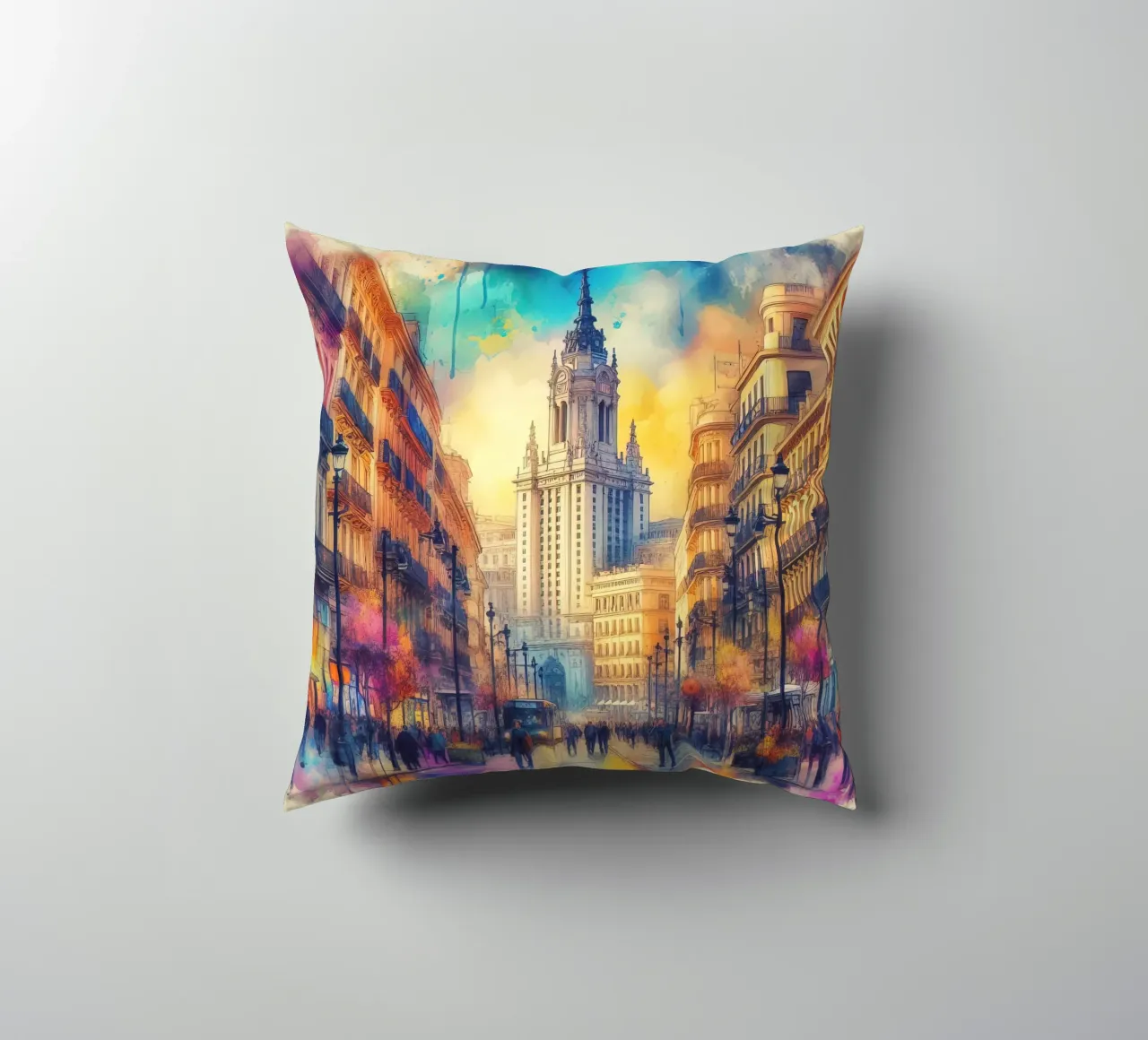 Madrid ad acquerello cuscino da 🎁 ARTVI-SHOP