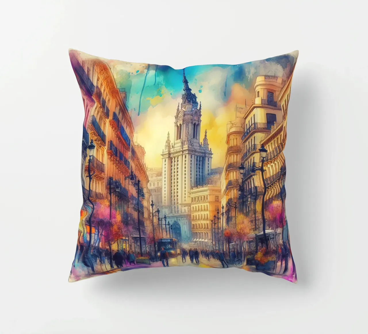 Madrid ad acquerello cuscino da 🎁 ARTVI-SHOP