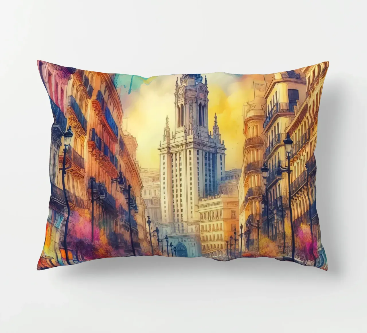 Madrid ad acquerello cuscino da 🎁 ARTVI-SHOP